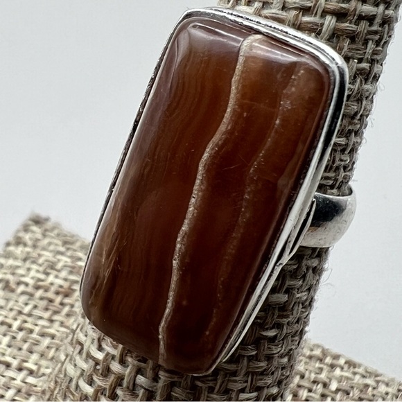 New Rhodochrosite Stone Silver Overlay Ring Size 5.5 - Picture 8 of 8